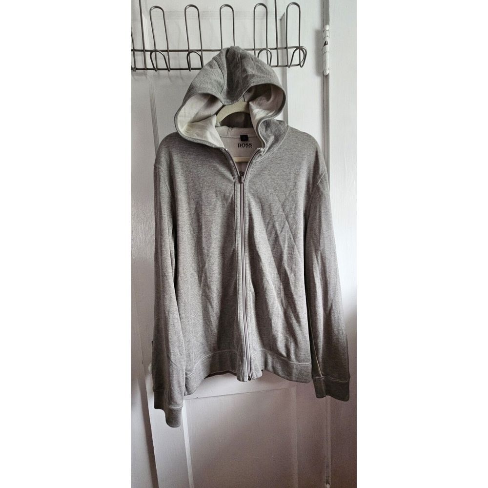 BOSS HUGO BOSS grey‎ men SZ XXL  HOODED ZIP UP JACKET  100% Cotton